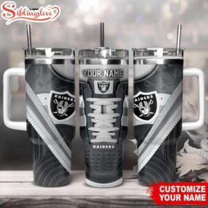 Custom Name Las Vegas Raiders Sneaker NFL Tumbler 40Oz Handle