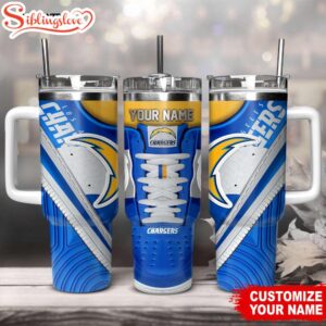Custom Name Los Angeles Chargers Sneaker NFL Tumbler 40Oz Handle