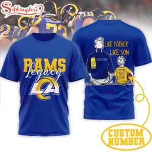 Custom Name Los Angeles Rams NFL Legacy Father Day 3D T-Shirt For Fans