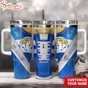 Custom Name Los Angeles Rams Sneaker NFL Tumbler 40Oz Handle