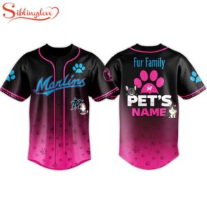 Custom Name Marlins 2026 Fur Family Pet Baseball Jersey Shirt