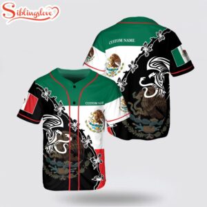 Custom Name Mexico National Emblem Eagle Baseball Jersey Shirt
