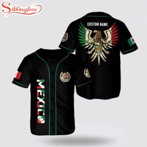 Custom Name Mexico National Emblem Eagle Holding Snake Baseball Jersey Shirt