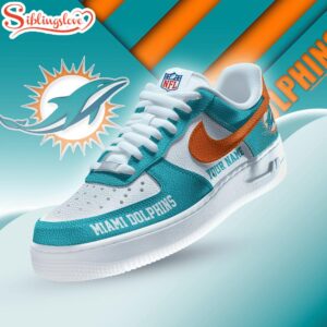 Custom Name Miami Dolphins Air Force 1 Shoes