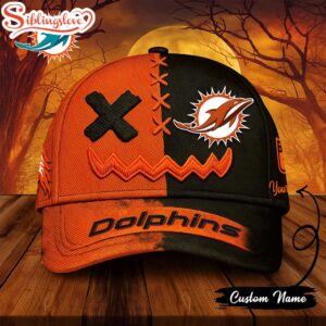 Custom Name Miami Dolphins NFL Halloween Classic Baseball Cap