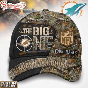 Custom Name Miami Dolphins NFL The Big One Hunting Classic Cap