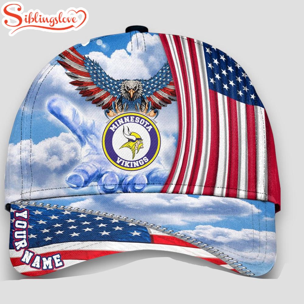 Custom Name Minnesota Vikings 4th Of July America Flag Eagle Classic Cap 1 Custom Name Minnesota Vikings 4th Of July America Flag Eagle Classic Cap
