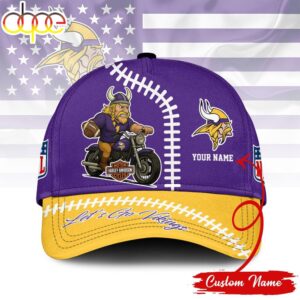 Custom Name Minnesota Vikings NFL Harley Davidson 3D Baseball Cap