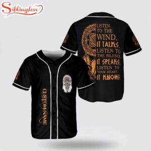 Custom Name Native American Headdress Wolf Baseball Jersey Shirt