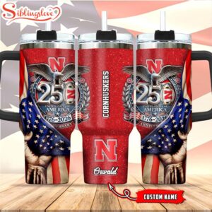 Custom Name Nebraska Cornhuskers 250 United States Of America 1776-2026 Tumbler 40Oz