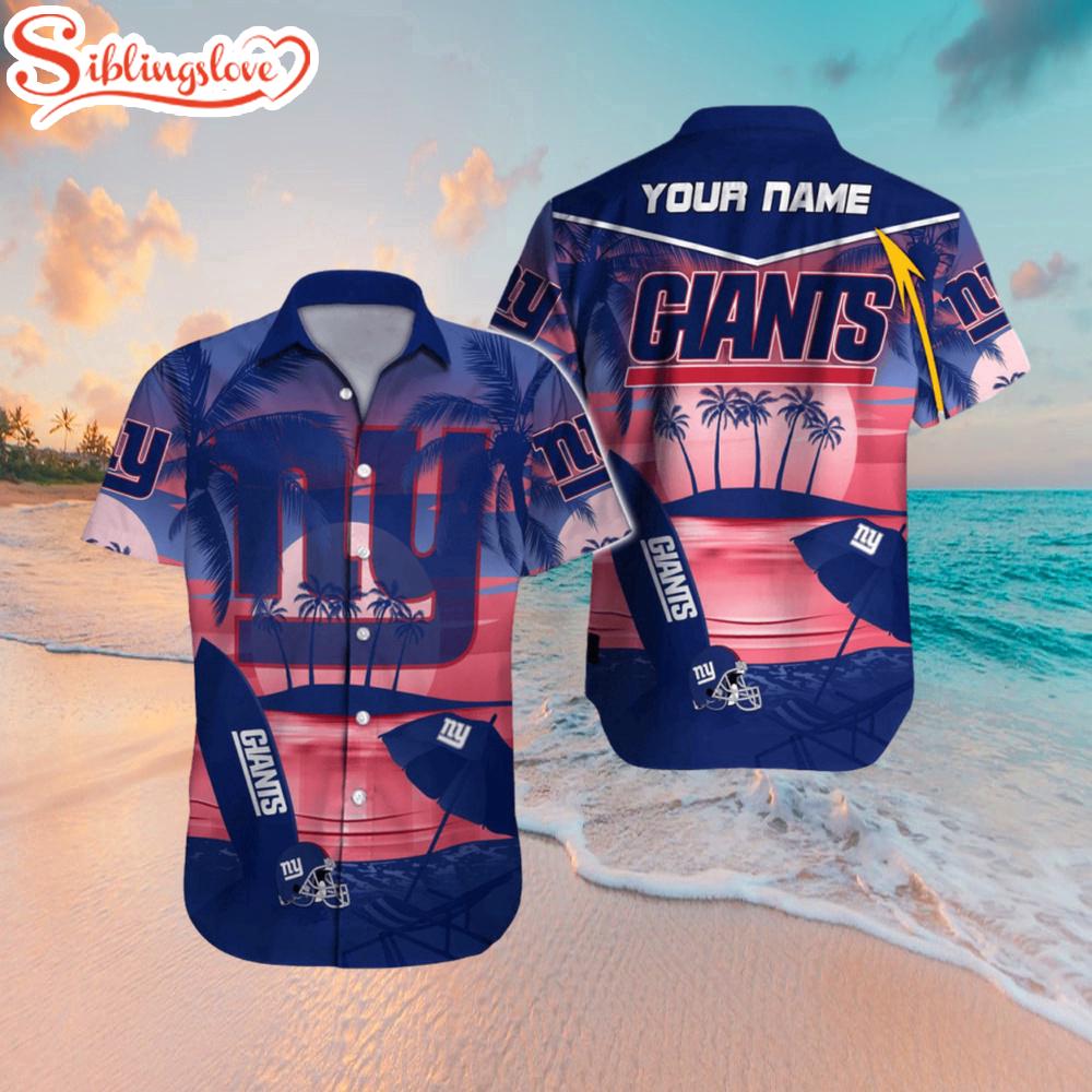 Custom Name New York Giants Sunset Paradise Hawaiian Shirt Custom Name New York Giants Sunset Paradise Hawaiian Shirt