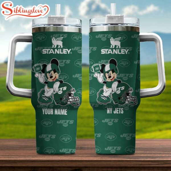 Custom Name New York Jets NFL Mickey Mouse Tumbler 40Oz Handle