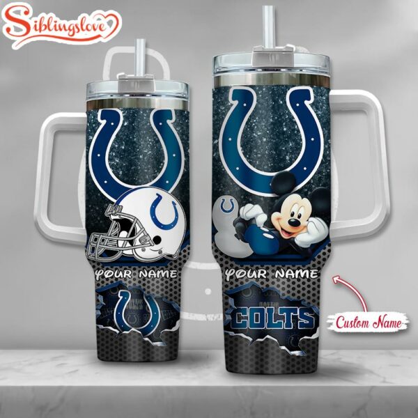 Custom Name NFL Indianapolis Colts Mickey Mouse Tumbler 40Oz With Handle