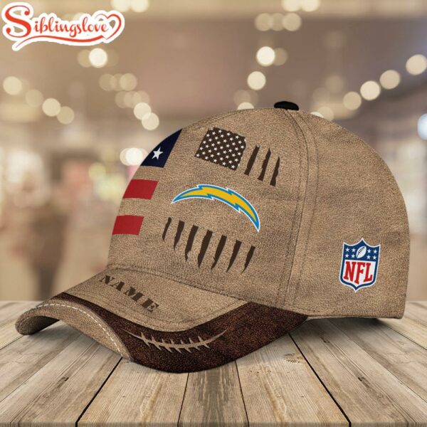 Custom Name NFL Los Angeles Chargers American Flag Classic Baseball Cap