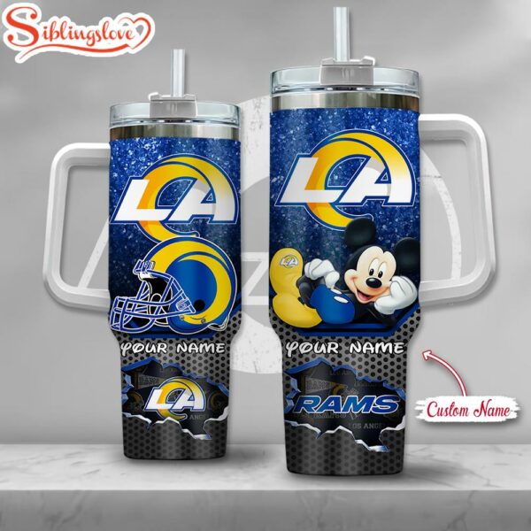 Custom Name NFL Los Angeles Rams Mickey Mouse Tumbler 40Oz With Handle