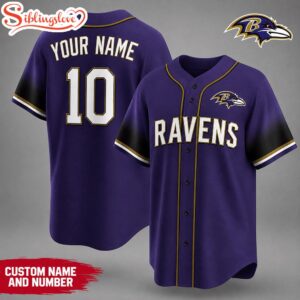Custom Name Number Baltimore Ravens NFL Team Pride Baseball Jersey