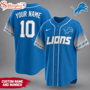 Custom Name Number Detroit Lions NFL Team Pride Baseball Jersey