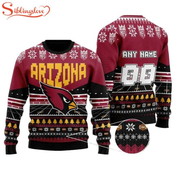 Custom Name Number Nfl Arizona Cardinals Rugby Ugly Christmas Sweater