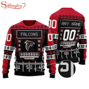 Custom Name Number Nfl Atlanta Falcons Playing Field Ugly Christmas Sweater