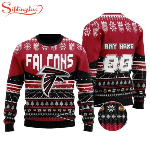 Custom Name Number Nfl Atlanta Falcons Rugby Ugly Christmas Sweater