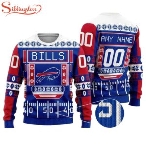 Custom Name Number Nfl Buffalo Bills Playing Field Ugly Christmas Sweater