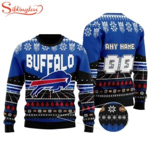 Custom Name Number Nfl Buffalo Bills Rugby Ugly Christmas Sweater