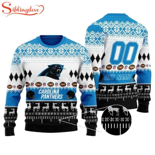 Custom Name Number Nfl Carolina Panthers Playing Field Ugly Christmas Sweater
