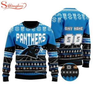 Custom Name Number Nfl Carolina Panthers Rugby Ugly Christmas Sweater