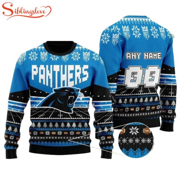 Custom Name Number Nfl Carolina Panthers Rugby Ugly Christmas Sweater