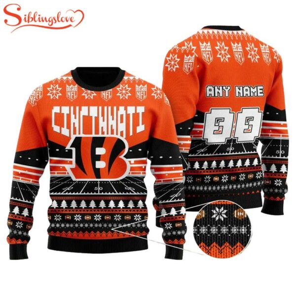 Custom Name Number Nfl Cincinnati Bengals Rugby Ugly Christmas Sweater