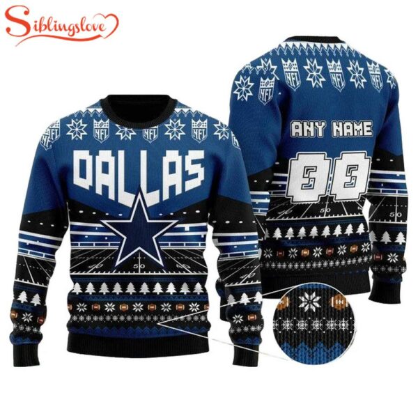 Custom Name Number Nfl Dallas Cowboysls Rugby Ugly Christmas Sweater