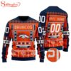 Custom Name Number Nfl Denver Broncos Playing Field Ugly Christmas Sweater