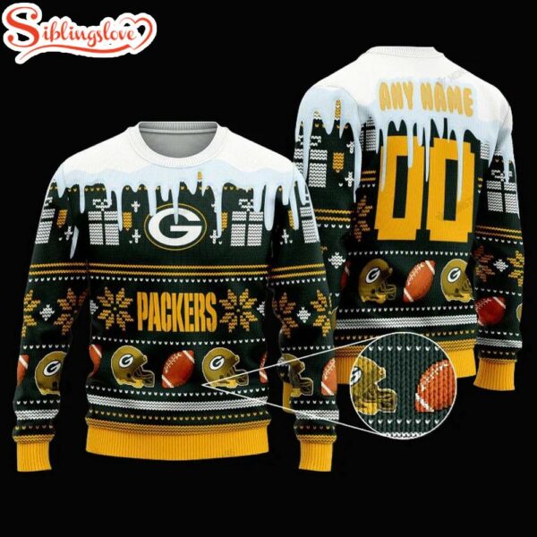 Custom Name Number Nfl Green Bay Packers Ugly Christmas Sweater