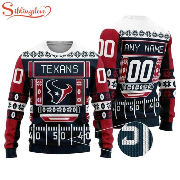 Custom Name Number Nfl Houston Texans Playing Field Ugly Christmas Sweater
