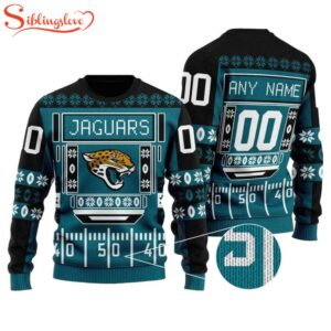 Custom Name Number Nfl Jacksonville Jaguars Playing Field Ugly Christmas Sweater