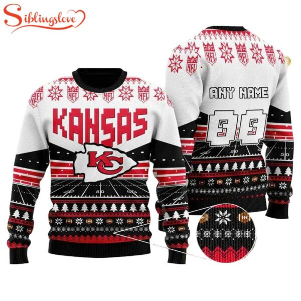 Custom Name Number Nfl Kansas City Chiefs Rugby Ugly Christmas Sweater