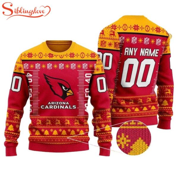 Custom Name Number Nfl Logo Arizona Cardinals Ugly Christmas Sweater