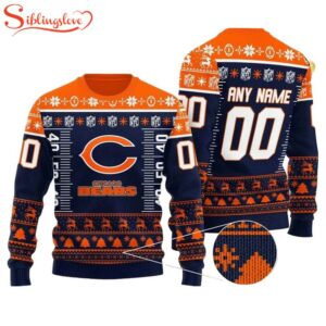 Custom Name Number Nfl Logo Chicago Bears Ugly Christmas Sweater