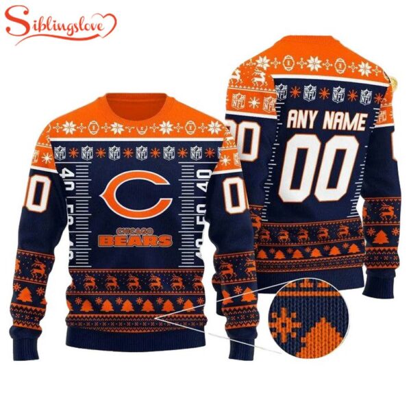 Custom Name Number Nfl Logo Chicago Bears Ugly Christmas Sweater