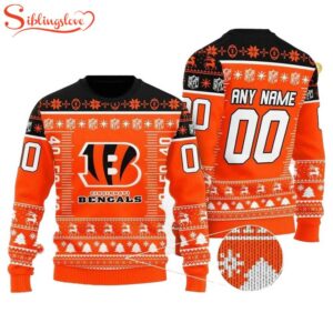 Custom Name Number Nfl Logo Cincinnati Bengals Ugly Christmas Sweater