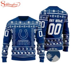 Custom Name Number Nfl Logo Indianapolis Colts Ugly Christmas Sweater