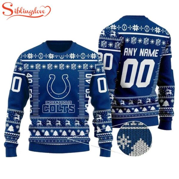 Custom Name Number Nfl Logo Indianapolis Colts Ugly Christmas Sweater
