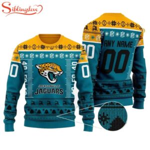 Custom Name Number Nfl Logo Jacksonville Jaguars Ugly Christmas Sweater