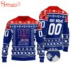 Custom Name Number Nfl Logo New York Giants Ugly Christmas Sweater