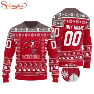 Custom Name Number Nfl Logo Tampa Bay Buccaneers Ugly Christmas Sweater