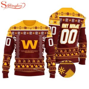 Custom Name Number Nfl Logo Washington Football Team Ugly Christmas Sweater