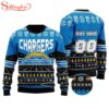 Custom Name Number Nfl Los Angeles Chargers Rugby Ugly Christmas Sweater