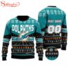 Custom Name Number Nfl Miami Dolphins Rugby Ugly Christmas Sweater
