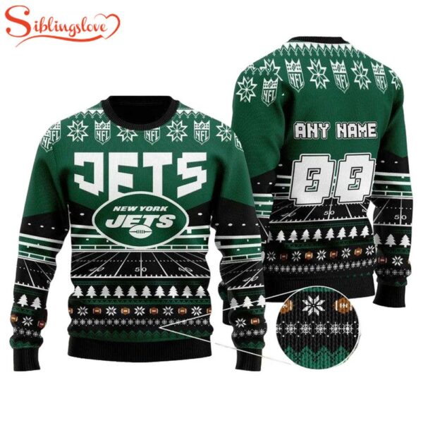 Custom Name Number Nfl New York Jets Rugby Ugly Christmas Sweater