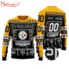 Custom Name Number Nfl Pittsburgh Steelers Playing Field Ugly Christmas Sweater